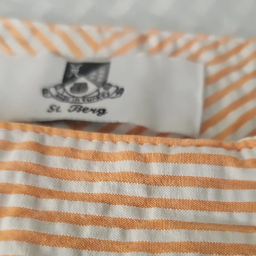 Striped Peach Mini Skirt with Front‎ Seams